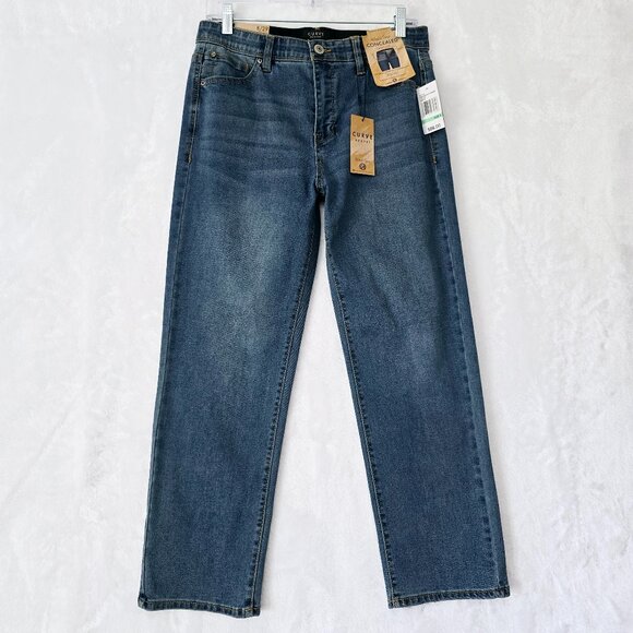 NWT Curve Appeal High Rise Straight Jeans Size 8 Blue - 90s - Picture 1 of 8